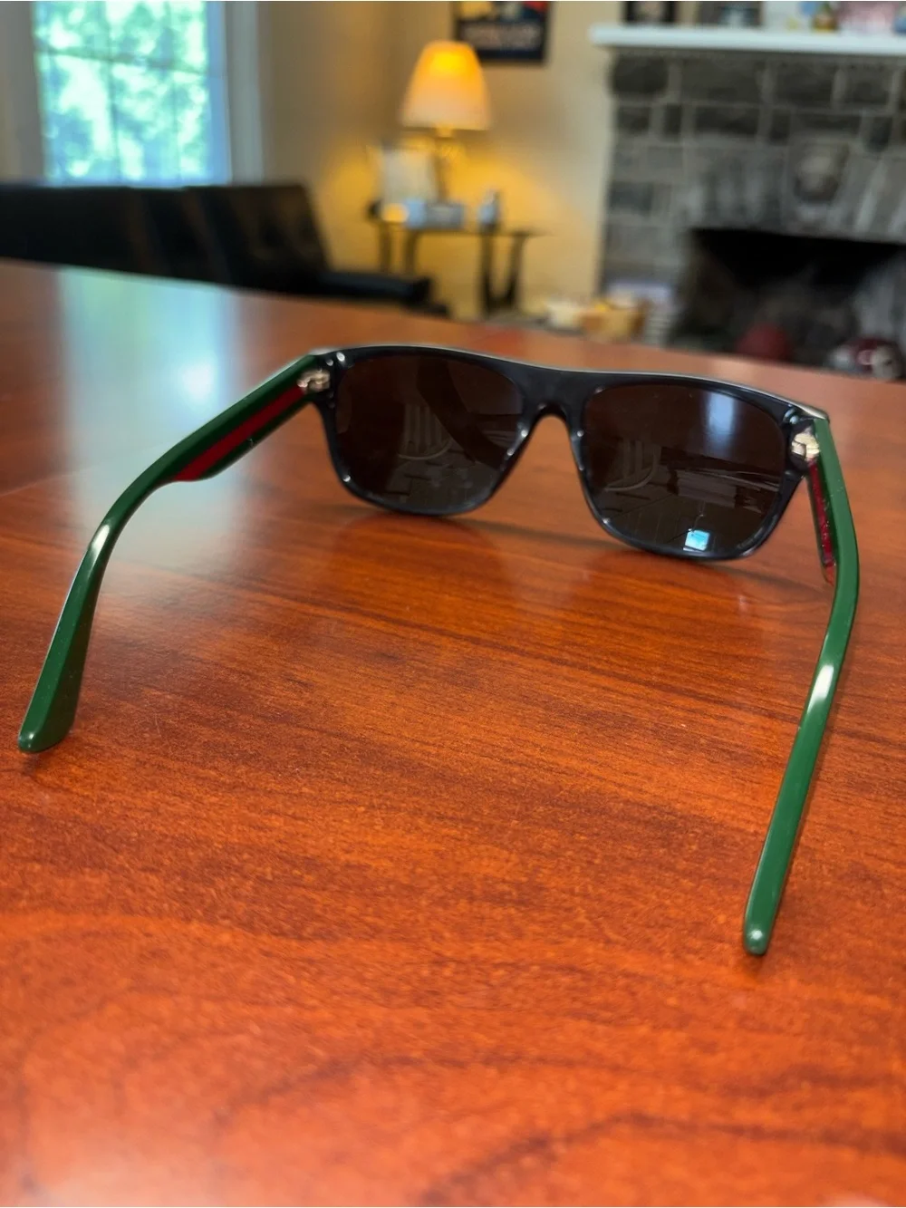 Gucci Black Sunglasses with Green and Red Temple Stripes